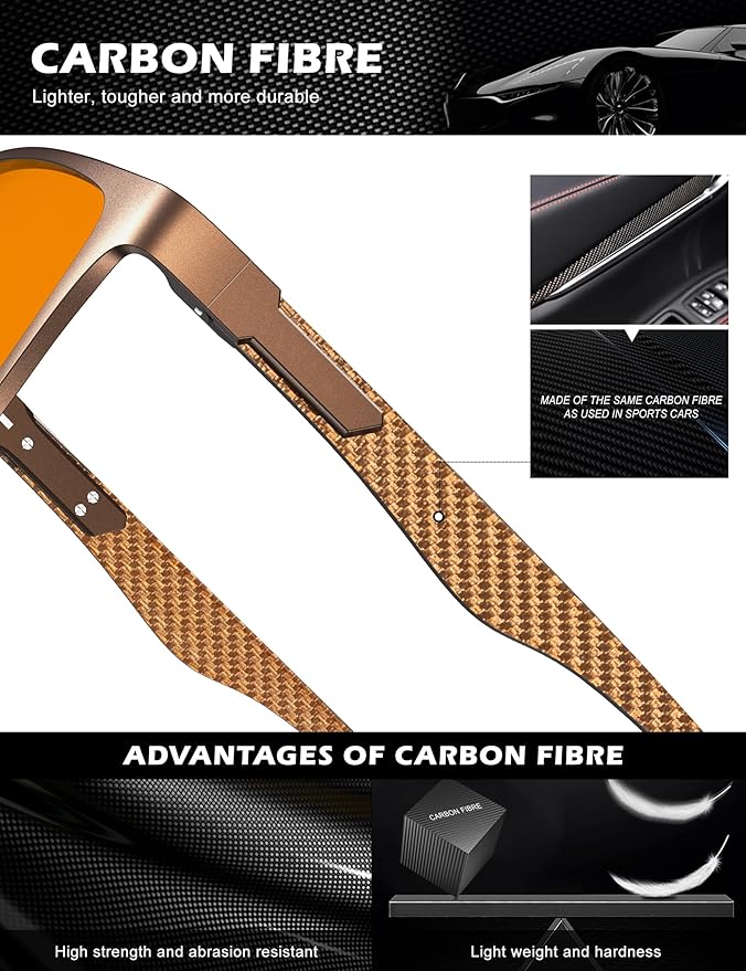 ANYLUV Carbon Fiber Reading Glasses for Men Women, Blue Light Blocking Computer Readers, Anti Glare Spring Hinge