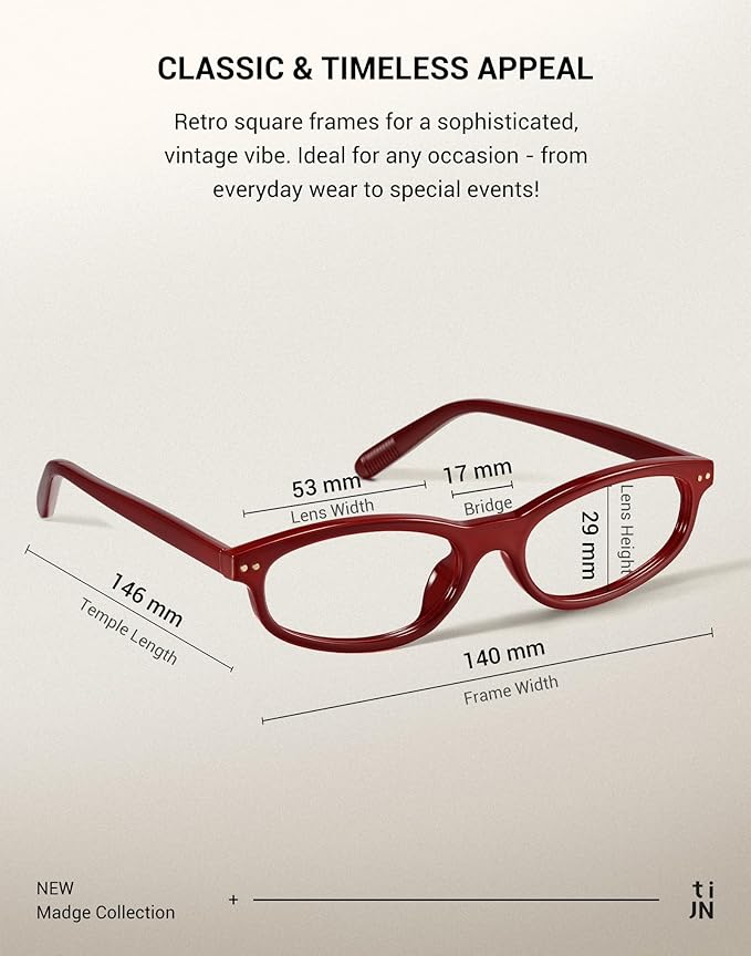 TIJN Blue Light Blocking Glasses Women Men Retro Cat Eye Square Oval Anti Glare Screen Computer Gaming Daily Eyeglasses TR90