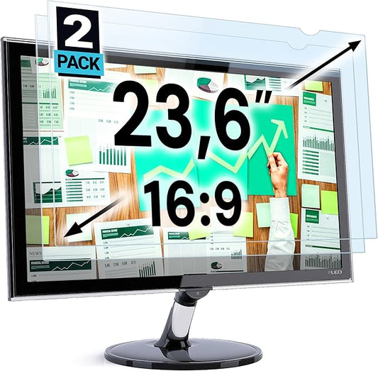 VINTEZ 23.6 inch Blue Light Blocking Screen Protector Panel for 16:9 Widescreen Computer Monitor and Laptop - PC Anti-UV Eye Protection Filter Film - Anti-Scratch Diagonal Frame Shield [2 Pack]