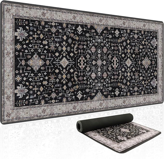 Baziabbo Black Desk Mat,XXL Extended Large Mouse Pad,Gaming Mousepad with Stitched Edge,Non-Slip Rubber Base Keyboard Desk Pad for Home Office Study Game (Black)