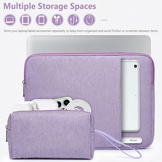 HYZUO 14-15 Inch Laptop Sleeve Bag Set for MacBook Air 15 M5 A3448 M4 M3 M2 2026-2023, MacBook Pro 15, XPS 14/15 Plus, 15" Surface Laptop, Notebook Case for 14" HP Lenovo Asus Acer, Lilac Purple