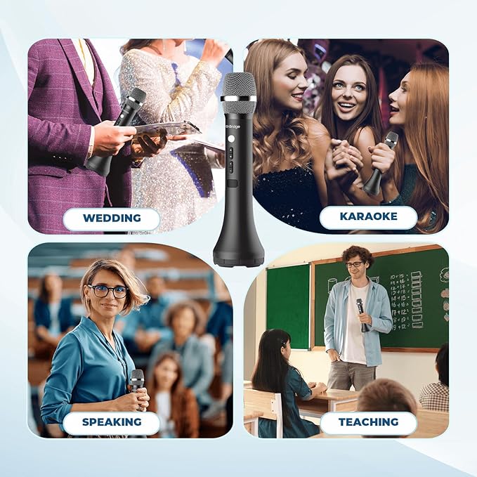 Bluetooth Microphone Wireless Voice Amplifier, Professional Intelligent Noise Cancelling Handheld/Desktop Mic Speaker, 15W Wireless Mic with 3 Sound Effects for Teaching Singing Speaking Karaoke H9