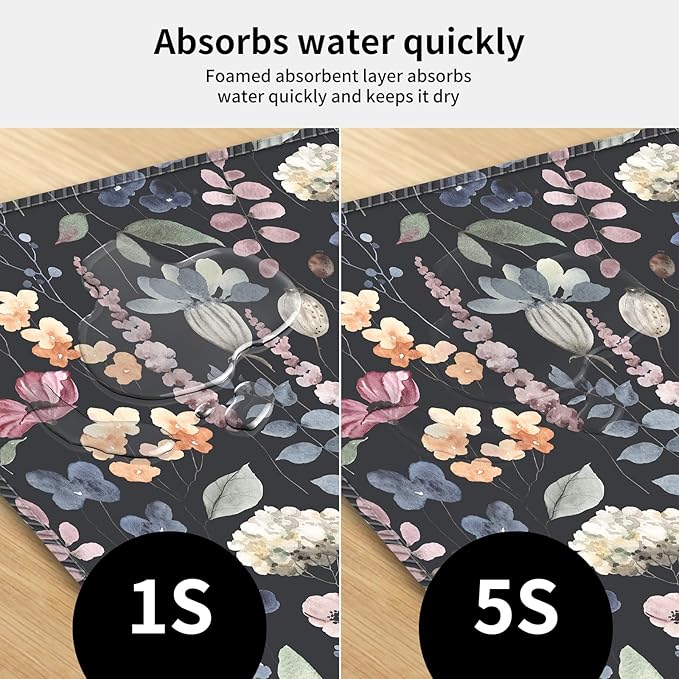Desk Mat,Big Desk Pad,31.5 x 11.5in Extended Gaming Mouse Pad,Large Mouse Pad for Desk Rubber Base Mousepad with Stitched Edges,Keyboard Mouse Mat for Work Game Office Home - Cute Watercolor Flower