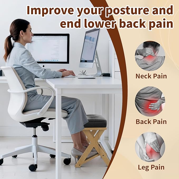 Wooden Office Foot Rest Under Desk Adjustable Height, Foot Rest for Changing Sitting Posture in The Office (Pine Wood)