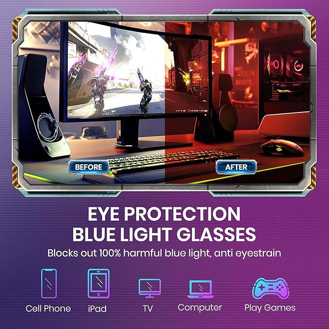 Cyxus Blue Light Glasses Men Women Reduce Eye Strain UV Blocking for Office Work Computer Screen 8082
