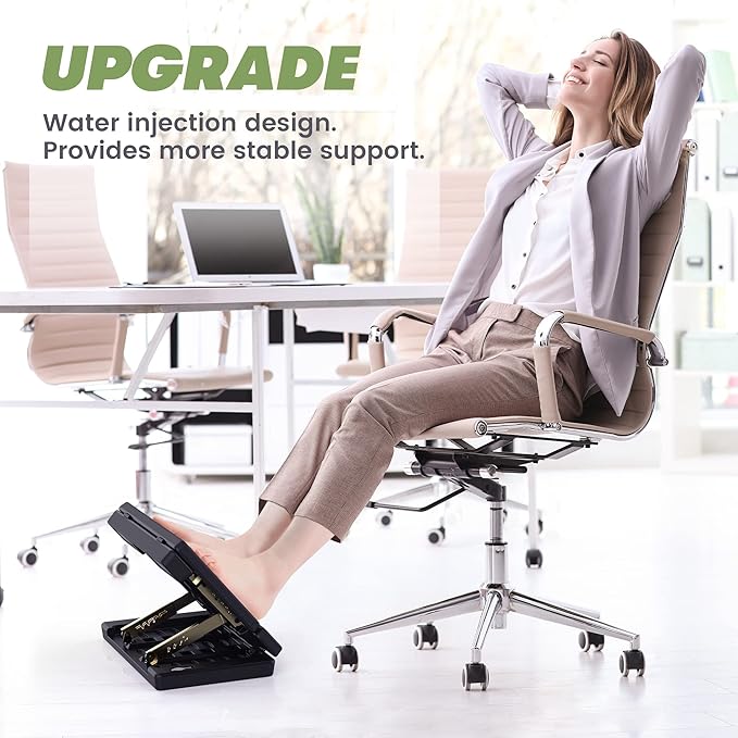 Foot Rest for Under Desk at Work,Height Adjustable footrest,with Massage Roller and Soft Pad,Foldable, Ergonomic,for Car,Office,Computer,Gaming,Adjustable Metal Frame,All-Season Use(Black)