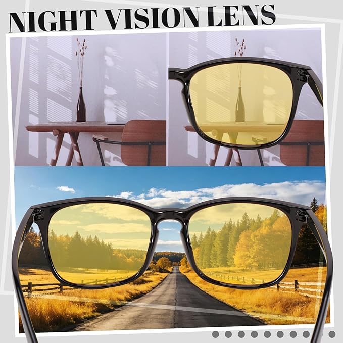 Polarized Sunglasses for Women Men, Night Driving Glasses Anti Glare Yellow Lens UV 400 for Day Night Use