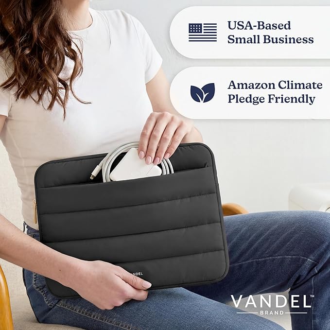 Vandel Puffy Laptop Sleeve Case for 13-14 inch Laptop Sleeve Bag Case 13.3 Inch with Zipper Pocket, Compatible with MacBook Air 13, Pro 14/13 iPad Pro 12.9, HP Dell ASUS, Computer Bag Cover