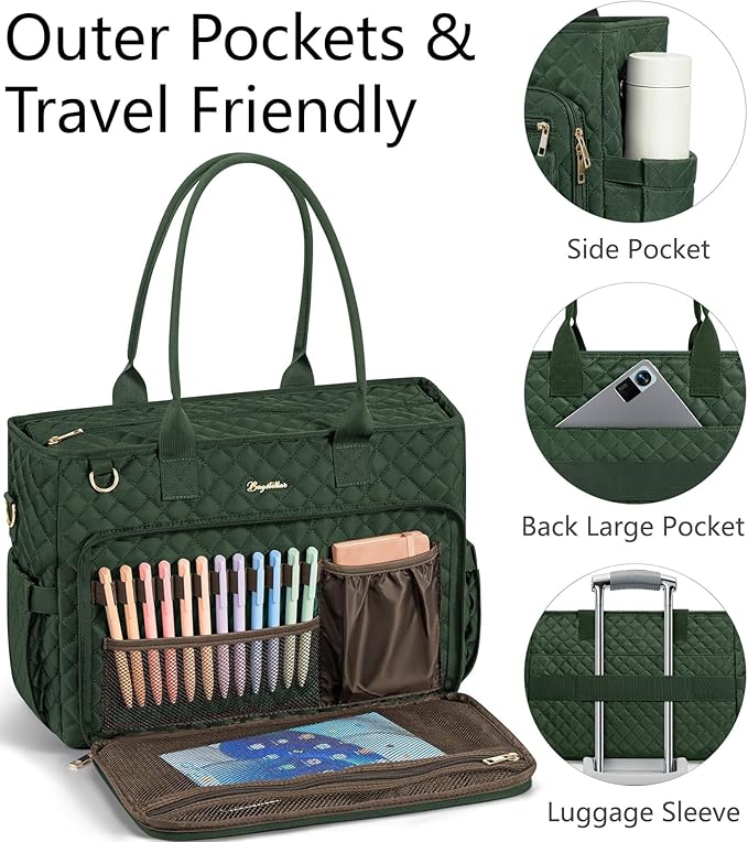 Bagstellar Teacher Bags for Women, 15.6 inch Laptop Work Tote Bag Quilted Nurse Bible Computer Shoulder Bag for School Travel | Dream Tote Work Bag, with 40oz Cup Holder, Insulated Pocket, Zipper & Strap, Office Briefcase, Ideal Gift for Women