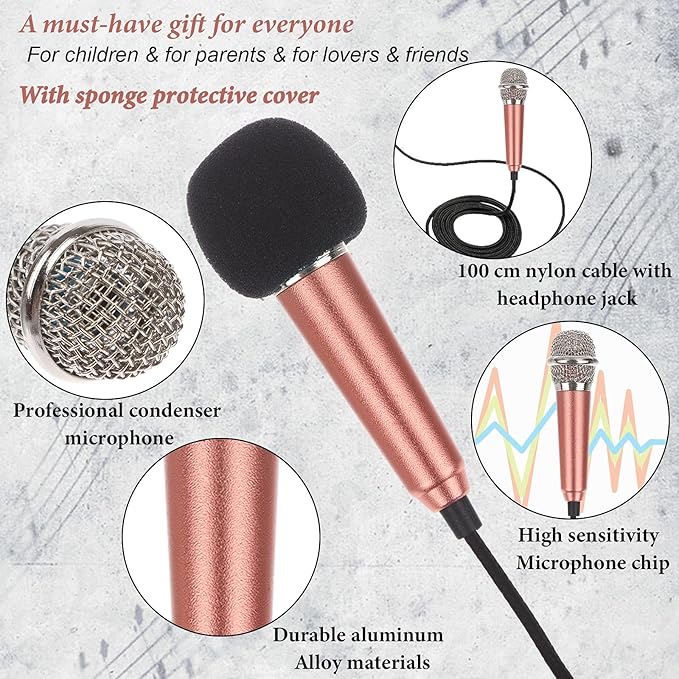 LOCOLO 5Pcs Mini Microphone Mini Karaoke Microphone for Voice Recording Portable Microphone Chatting and Singing Compatible with Smartphone iPhone iPad Laptop