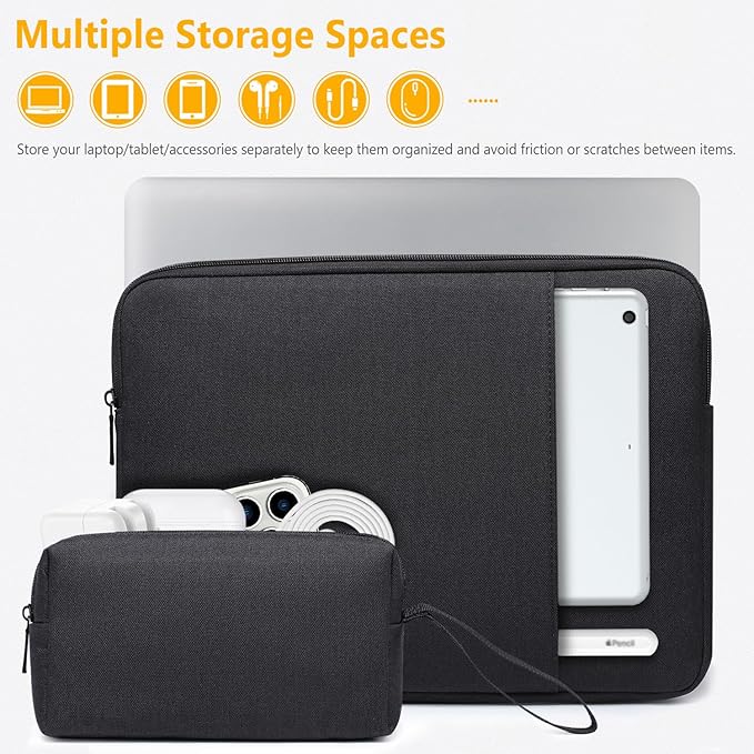 HYZUO 15-16 Inch Laptop Sleeve Bag Set for MacBook Pro 16 M5/M4/M3/M2/M1 Pro/Max A3428 A3429 2026-2019, 15" Surface Book, Notebook Case for 15" 15.6" HP Dell Lenovo Asus Acer Samsung, Black