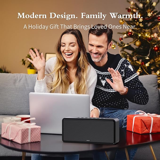 DOSS SoundBox XL Bluetooth Speaker with Subwoofer, Booming Bass, Dual DSP Technologies, TWS, 2.1 Audio Channel for Home, Indoor, Office and Entertainment - Gold