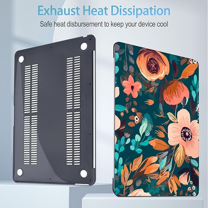Mektron Case for MacBook Air 13 inch M1 A2337 A2179 A1932,Hard Cover 2018-2021 Air 13-inch with Touch ID, Exclusively Designed Protective Shell with Keyboard Skin+Screen Protector, Abstract Florals