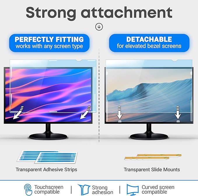 VINTEZ 22 inch Blue Light Blocking Screen Protector Panel for 16:9 Widescreen Computer Monitor and Laptop - PC Anti-UV Eye Protection Filter Film - Anti-Scratch Diagonal Frame Shield [2 Pack]
