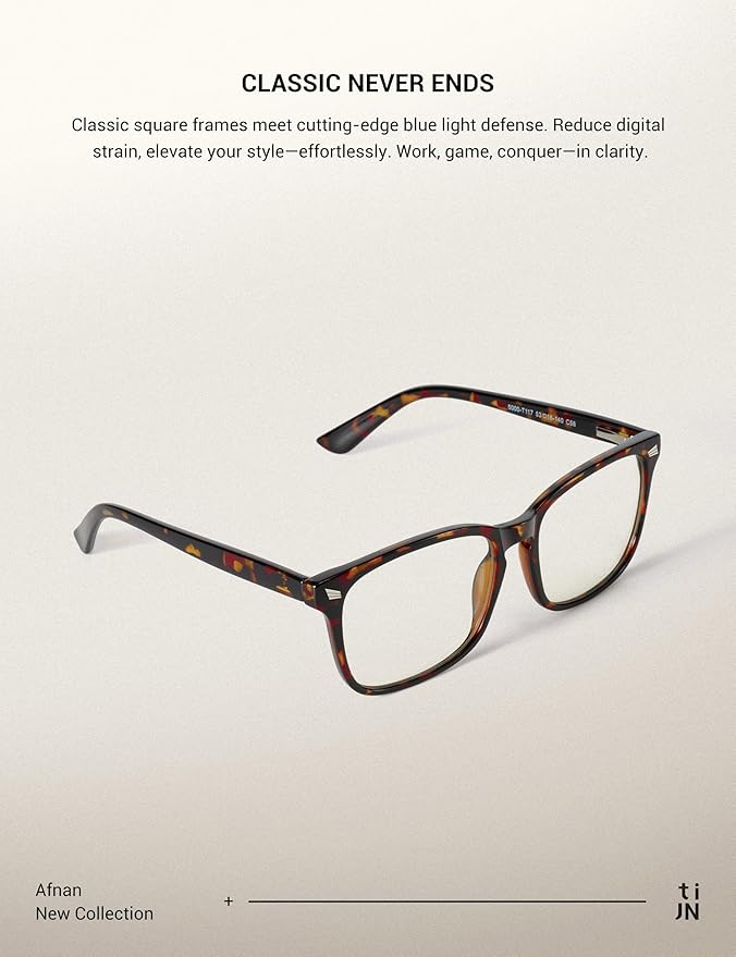 TIJN Blue Light Blocking Glasses for Women Men Square Frame Nerd Eyeglasses Anti Blue Ray Computer Screen Glasses