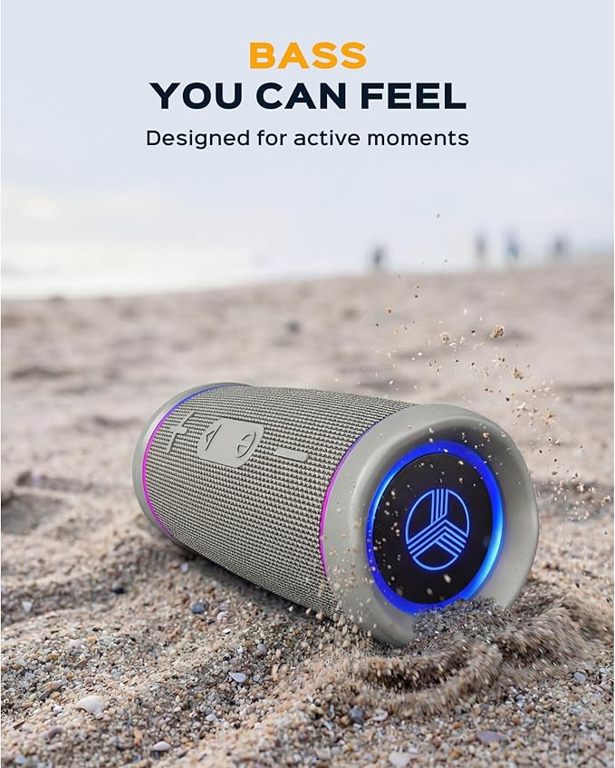 TREBLAB HD77 – Waterproof Bluetooth Speaker, 25W Loud 360° Sound, Deep Bass, IPX7, TWS Pairing, RGB Lights, 20H Battery, Portable Wireless Speaker for Outdoor, Beach, Camping, Party, Travel