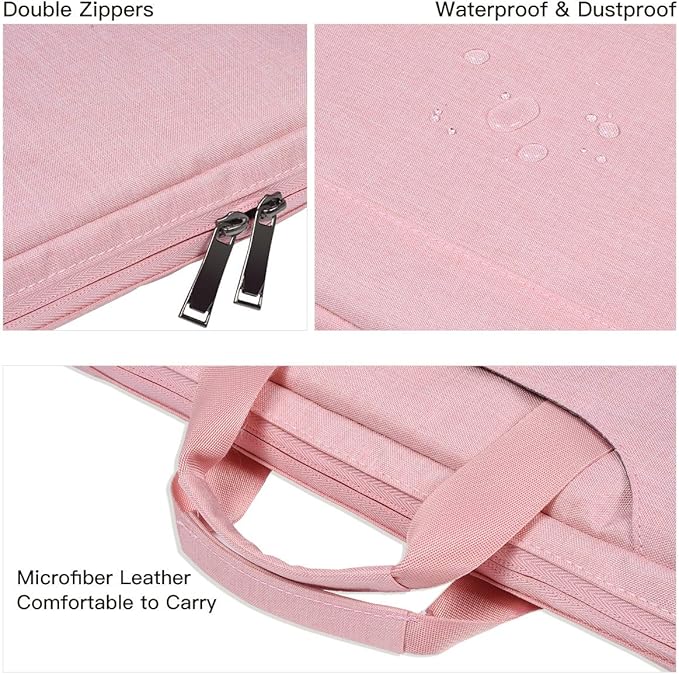 14 15 Inch Laptop Case Women Ladies Bag TSA Laptop Sleeve for MacBook Pro 14" M5/M4/M3/M2/M1, Macbook Air 15 M4/M3, Dell XPS 15/Inspiron 14, Acer HP Lenovo ASUS Chromebook 14" Notebook Case Bag, Pink