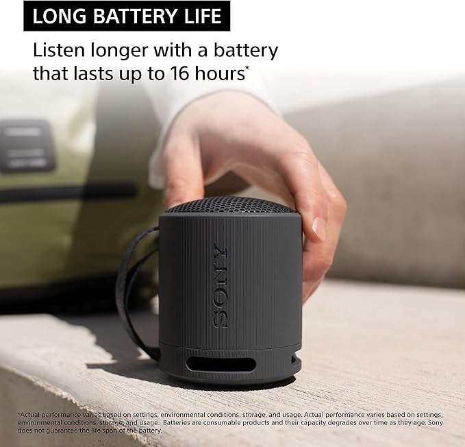Sony SRS-XB100 Wireless Bluetooth Portable Lightweight Super-Compact Travel Speaker, Durable IP67 Waterproof & Dustproof Shower Speaker, 16 Hour Battery, Versatile Strap, & Hands-free Calling, Orange