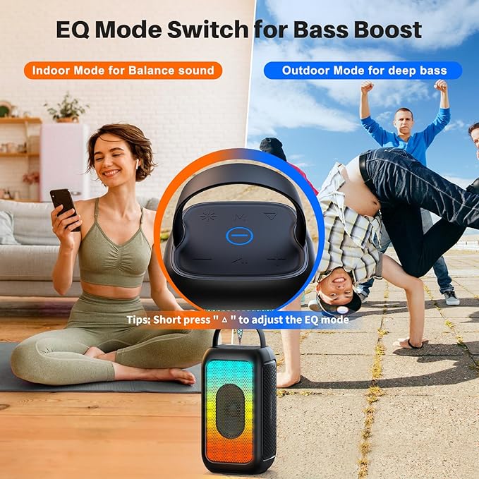 Bobtot Portable Bluetooth Speaker, 16H Playtime Wireless Speakers, Peak Singing Machine with 2 Microphones, Magic Sound, Echo, EQ Mode (Black, with 2 Mics)