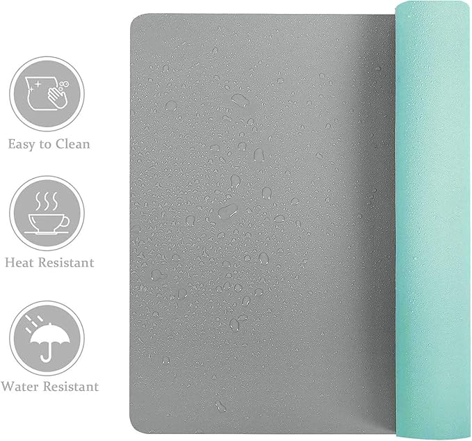 Aothia Double-Sided PU Leather Desk Pad - Non-Slip Large Mouse Pad & Desk Mat for Office, Home - Waterproof, Easy to Clean, Durable Dual-Sided Surface (31.5" x 15.7", Grey)