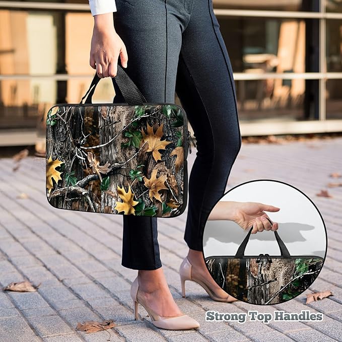 Laptop Sleeve Case Bag 13 inch, Camo Leaf Slim Carrying Case Durable Handbag Travel Laptop Bag for 13 inch MacBook Air M3/M2/Pro M2/ 13" iPad Pro/Air M4/M2 2024