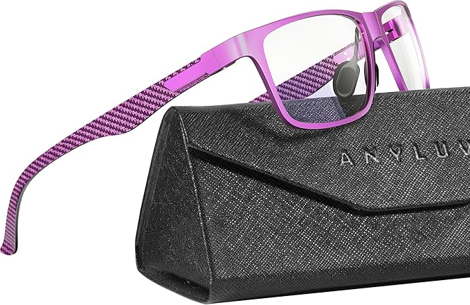 ANYLUV Carbon Fiber Reading Glasses for Men Women, Blue Light Blocking Computer Readers, Anti Glare Spring Hinge