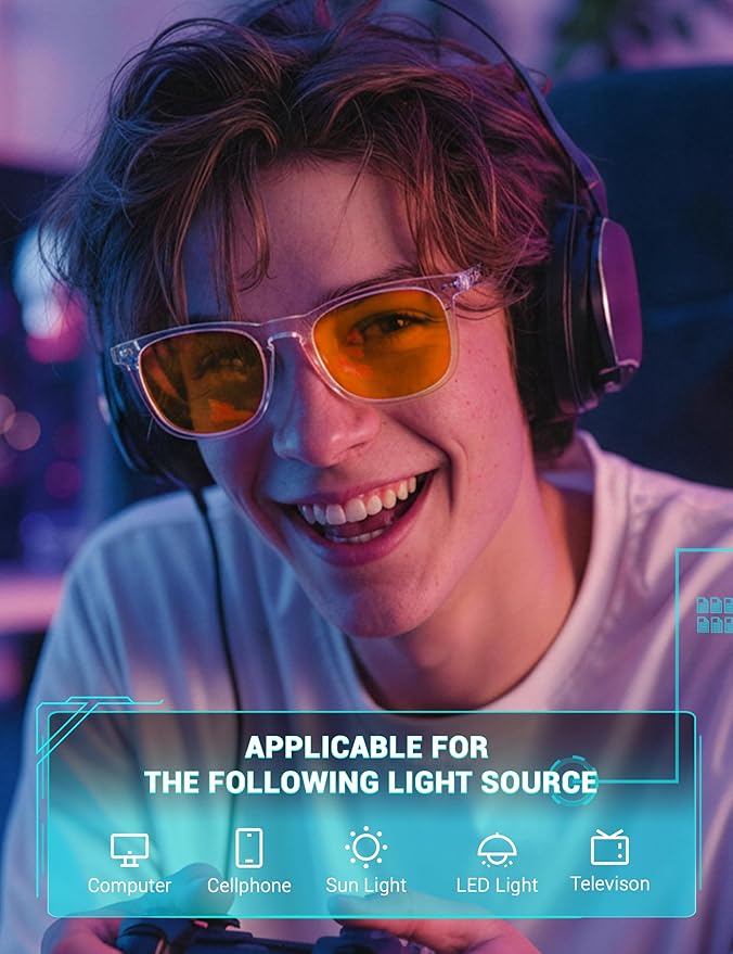 TIJN Sleep Glasses Blue Light Blocking Square Eyeglasses Dual AR Coatings for Computer Gaming Screen Fatigue & UV Protection