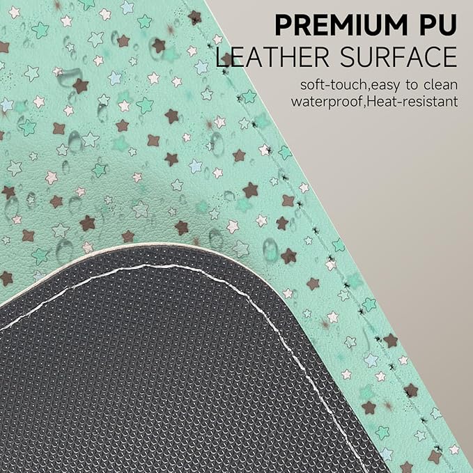 AUPET Leather Desk Pad Blotter Mat, Large Mouse Pad, Non-Slip Waterproof Desk Writing Pad Protector, Desk Decor for Office，Home，Gaming (Mint Chocalate Starry, 35.4X15.7 inch)