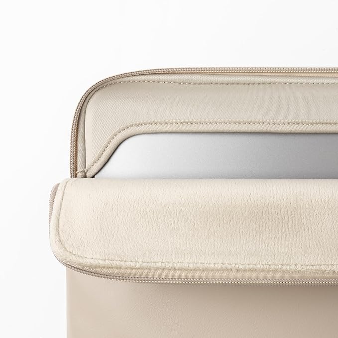 Comfyable Slim Protective Laptop Sleeve Compatible with 13/14 Inch MacBook Air & MacBook Pro M5/M4/M3/M2 Pro/Max 2026, Mac Travel Case, Laptop Pouch, Slim PU Leather Cover, Dark Beige