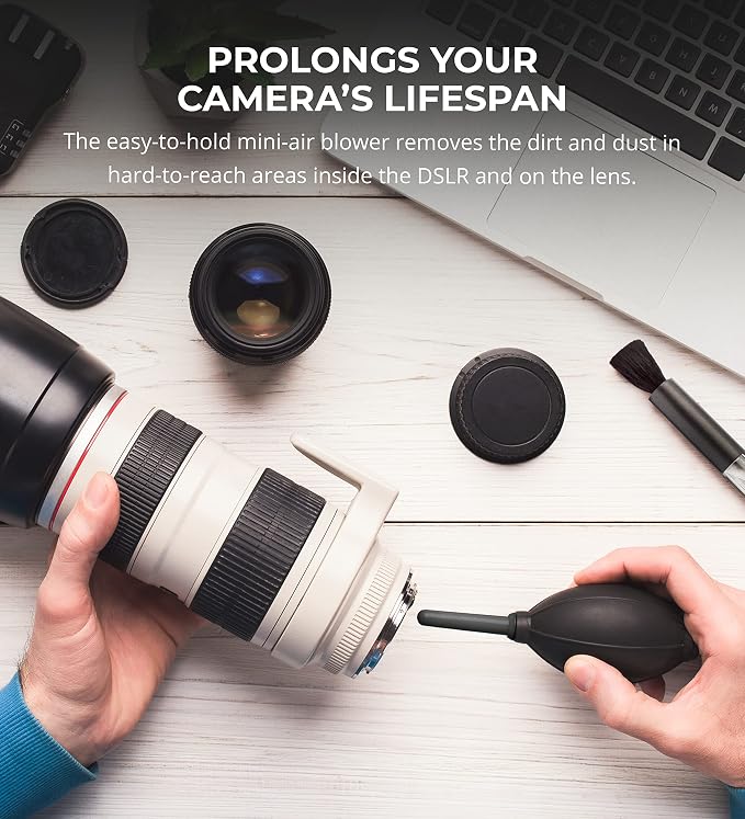 Blucoil Camera Cleaning Kit with Mini-Air Blower and Dual-Sided Lens Pen for DSLR, SLR, Mirrorless Digicam - Compatible with Canon, Nikon, Pentax, Sony, and More - Image 3