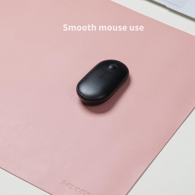 RENMTURE PU Mouse Pad, Faux Leather Large Desk Pad, Home Work Office Accessories, Non-Slip Desk Mat, Waterproof Gaming Pad Desk Blotter (32"x16", Pink)
