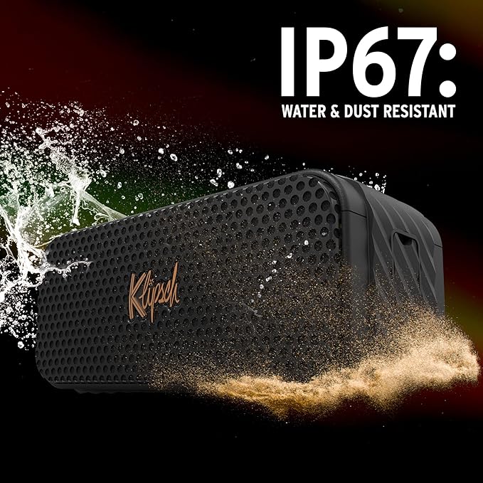Klipsch Nashville Portable Bluetooth Speaker with a 2.25" full range drivers for 360 degree audio, IP67 dust and waterproof rating, 24 hours of playtime for a premium live concert experience