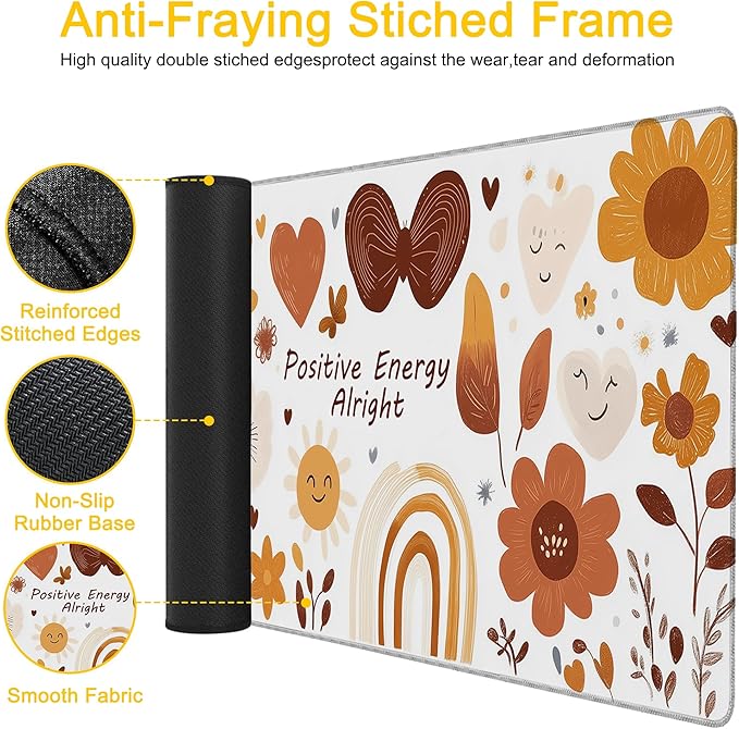Desk Pad Sticker Desk Mat for Keyboard and Mouse, Large XXL Gaming Mouse Pad with Stitched Edges for Work Game Office, 35.43 x 15.75 in