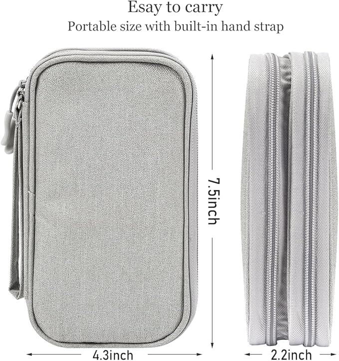 Electronic Organizer Travel Cable Accessories Case, Organizer Bag, Accessories Pouch for USB, Cord, Charger, Phone, Power Bank, Earphone (Light Grey, Medium)