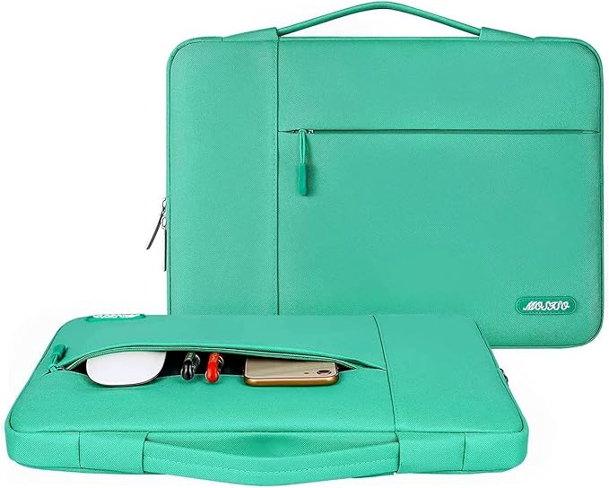 MOSISO Laptop Case 13.3 inch, 13-13.3 inch Laptop Sleeve with Handle Compatible with MacBook Air/Pro 13/Pro 14 M5 M4 M3 M2 M1,HP Dell ASUS Lenovo, Polyester Multifunctional Computer Bag, Biscay Green