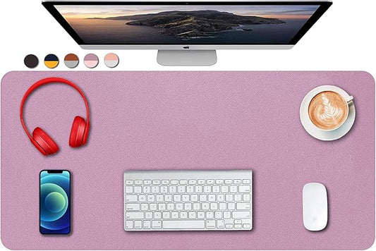 Dual Sided PU Leather Desk Pad, Mouse Pad, Office Desk Mat, Non-Slip Laptop Desk Pad, Waterproof Desk Writing Pad for Office and Home (31.5" x 15.7", Pink+Purple)