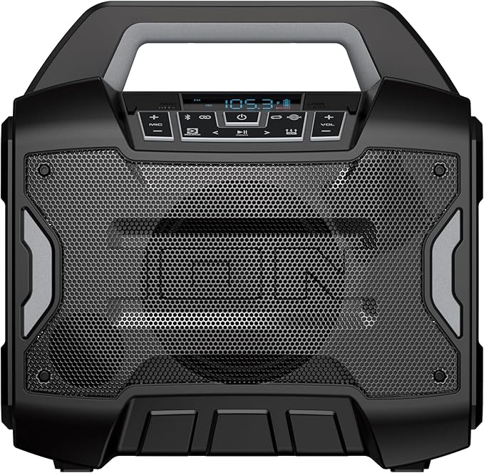 ION Sport Boom - Portable 60W Outdoor Bluetooth Speaker with Microphone, IPX5 Water-Resistant, 15-Hour Battery, FM Radio, USB Port, App