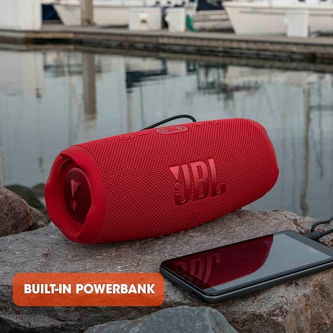 JBL CHARGE 5 - Portable Waterproof (IP67) Bluetooth Speaker with Powerbank USB Charge out, 20 hours playtime, JBL Partyboost (Red)
