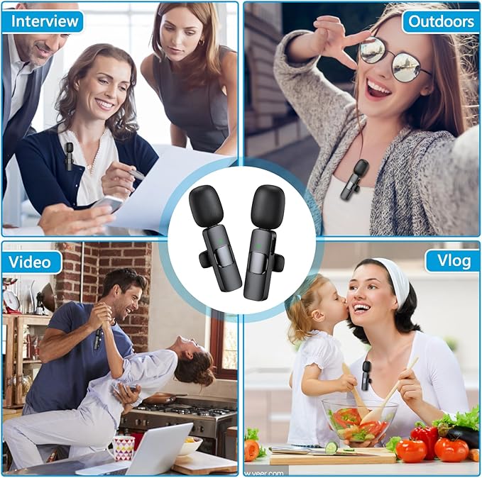 RICCHI 2 Pack Wireless Microphone USB C for iPhone 15-16 Android Phone, Professional Type C Lavalier Microphone Mini Lapel Mic for Interview Recording Podcast Live Streaming Vlog YouTube