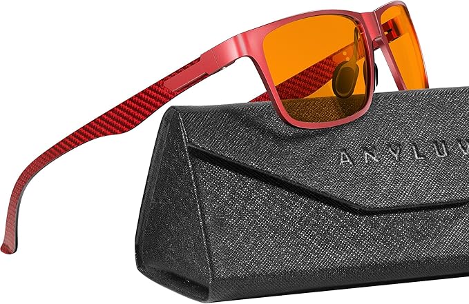 ANYLUV Carbon Fiber Reading Glasses for Men Women, Blue Light Blocking Computer Readers, Anti Glare Spring Hinge
