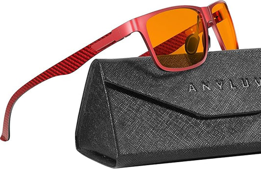 ANYLUV Carbon Fiber Reading Glasses for Men Women, Blue Light Blocking Computer Readers, Anti Glare Spring Hinge