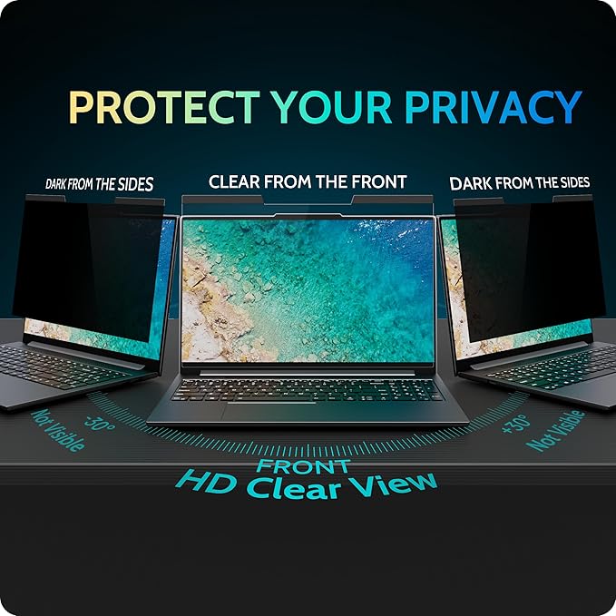 Peslv Magnetic Laptop Privacy Screen 13.3 Inch for 16:9 Computer Monitor, 13" Removable Anti Glare Protector Blue Light Filter Shield Compatible with Lenovo Hp Dell Acer Asus Thinkpad Envy Xps