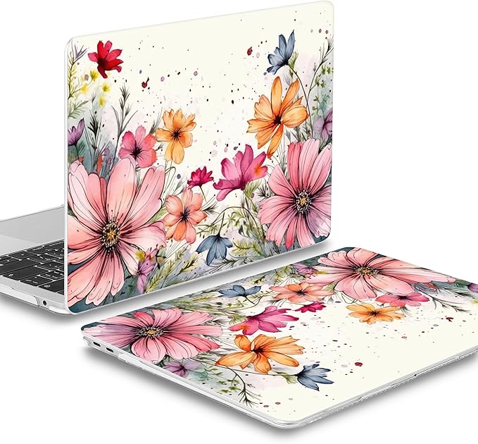 Mektron Case for MacBook Air 13 inch M1 A2337 A2179 A1932,Hard Cover 2018-2021 Air 13-inch with Touch bar & Touch ID, Exclusively Designed Protective Shell with Screen Protector, Colorful Floral