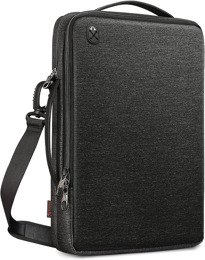 FINPAC 14-inch Laptop Shoulder Bag, Protective Computer Carrying Case Compatible with 15.3" MacBook Air M5/M4/M3/M2, 15-16" MacBook Air/Pro, Surface Laptop/Book, 14" HP/Dell/Acer/Chromebook, Black