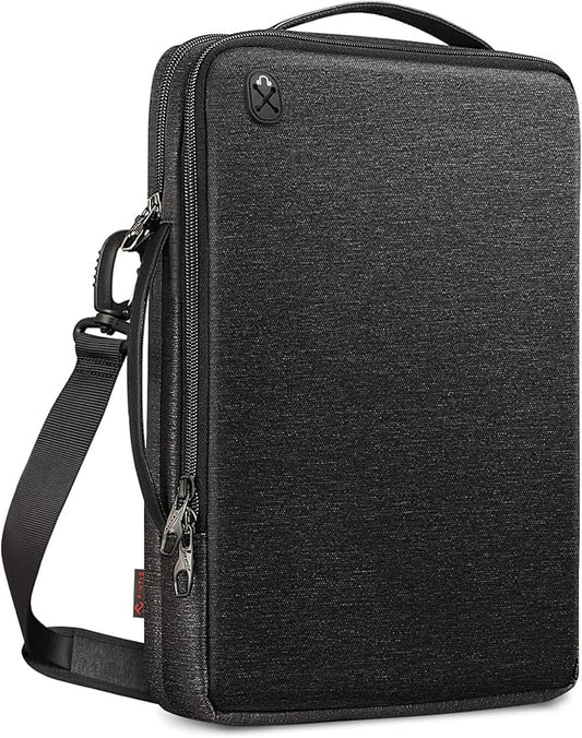 FINPAC 14-inch Laptop Shoulder Bag, Protective Computer Carrying Case Compatible with 15.3" MacBook Air M5/M4/M3/M2, 15-16" MacBook Air/Pro, Surface Laptop/Book, 14" HP/Dell/Acer/Chromebook, Black
