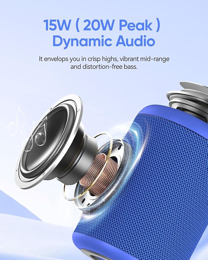 Portable Bluetooth Speaker Beach Vacation Essentials: Powerful Crystal Clear Sound/Dynamic Light/IPX5 Waterproof/All Day Playtime/BT 5.3/TWS Paring, Small Wireless Speaker for Outdoor|Travel|Camping