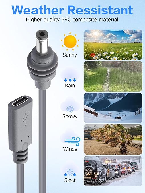YACSEJAO USB C to DC Cable for Starlink Mini 10CM/3.9Inch USB Type C Famele to DC Extension Cord Compatible with 65W Power Bank/Charger Block