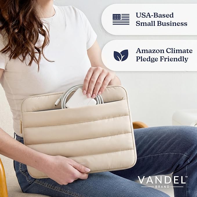 Vandel Puffy Laptop Sleeve Case for 13-14 inch Laptop Sleeve Bag Case 13.3 Inch with Zipper Pocket, Compatible with MacBook Air 13, Pro 14/13 iPad Pro 12.9, HP Dell ASUS, Computer Bag Cover
