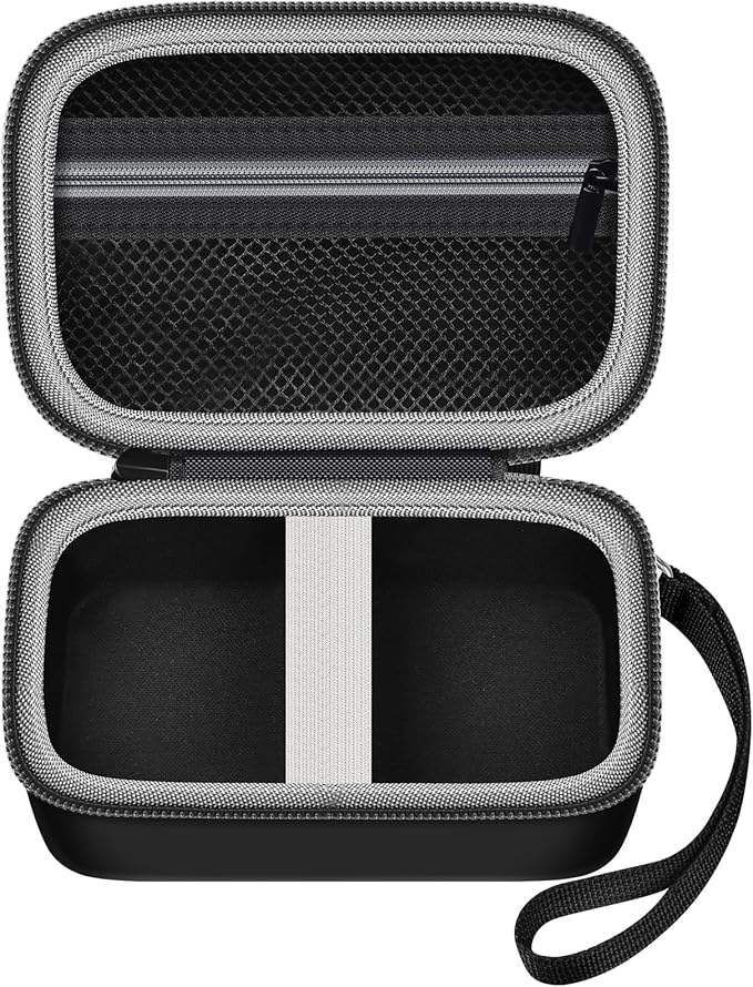 Multi-purpose Storage Bag Comaptible with JBL GO 4, for Canon Ivy 2 Mini Photo Printer, for KODAK Step, for Anker 733 Power Bank，Carrying Protective Case with Mesh Pocket & Wrist Strap(Bag Only)Black