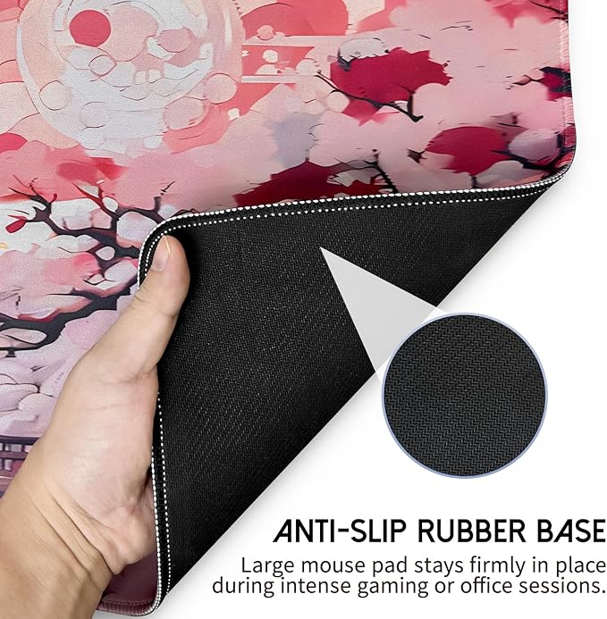 Japanese Large Gaming Mouse Pad 35.4 x 15.7 in Computer Mouse Pad Anime Gaming Mousepad, Expanded Architecture Cute Desk Pad with Nop-Slip Suitable for Home Office